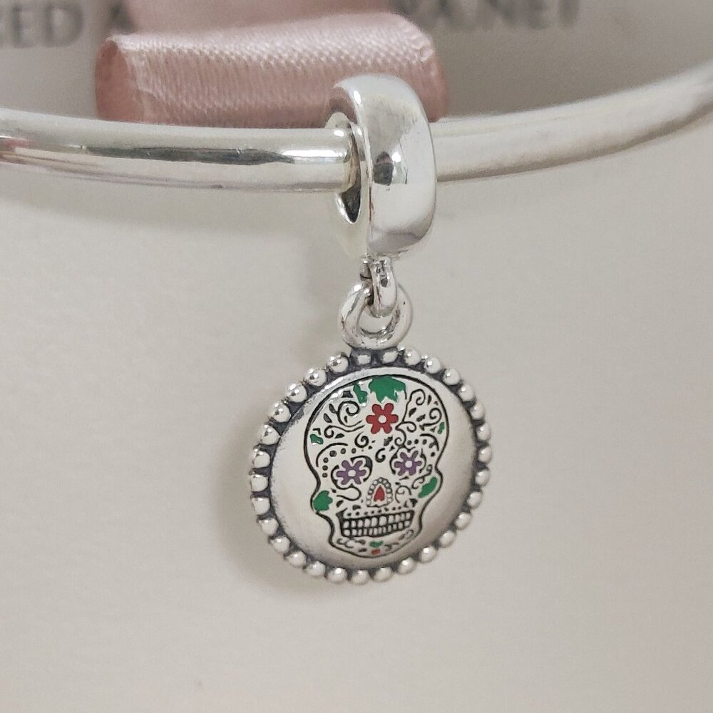 Pandora Mexico Skull Lover Dangle Charm Travel Vacation Pendant S925 Silver - Picture 1 of 5